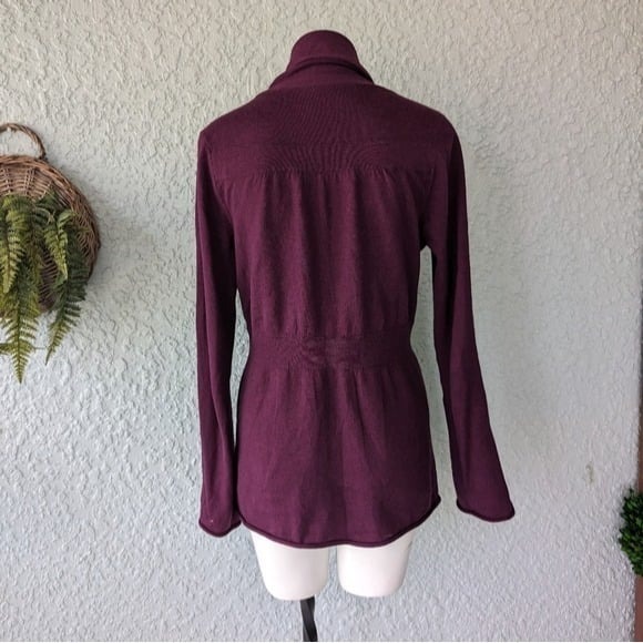 Athleta Dark Purple Niyama Cotton Cashmere Blend Tie Waist Sweater Women's S - Picture 4 of 8